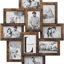 SONGMICS 4x6 Collage Picture Frames for Wall Decor, 10 Pack Family Photo Collage Frame Set for Gallery, Glass Front, Assembly Required, Rustic Brown URPF020X02