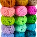 15x20g Acrylic Yarn for Crocheting - Soft Knitting Yarn for Crafts Multicolor Skeins for Crocheting DIY Bulk for Handicraft Knitting Scarves Ideal Gift for Beginners Adults (GREEN WINTER)