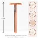 Bambaw Safety Razor for Women with 5 Double Edge Blades, Double Edge Razor, Single Blade Razors for Women and Men, Reusable & Plastic Free Rose Gold