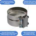 3.5 inch Exhaust Clamps Stainless Steel for 3.5" Exhaust Pipe Muffler Band Clamp and Exhaust System Repair and Maintainance - 1 Piece