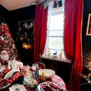 StangH Luxury Red Pompom Velvet Curtains - Christmas Home Decoration Thermal Insulated Room Darkening Window Drapes for Bedroom/Living Room/Sliding Door/Theater, W52 x L96, 2 Panels & Tiebacks