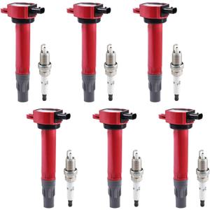 Pindex 6 Pack UF502 Ignition Coils and Spark Plugs Coils Pack Kit Compatible with 2006-2010 Chrysler 2006-2011 Dodge 2009-2010 Volkswagen 04606869AB 04606869AA