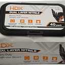 HDX Black Dual Layer 6ml Heavy Duty Disposable Nitrile Gloves 40 pack