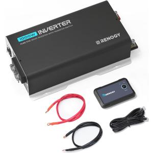 Renogy 1000W Pure Sine Wave Inverter with On-Grid Transfer Switch, Built-in Bluetooth, Inverter 12V DC to 120V AC for Truck, RV, Home, 2000W Surge Power, Remote Controller (1KW(Built-in BT & ATS))
