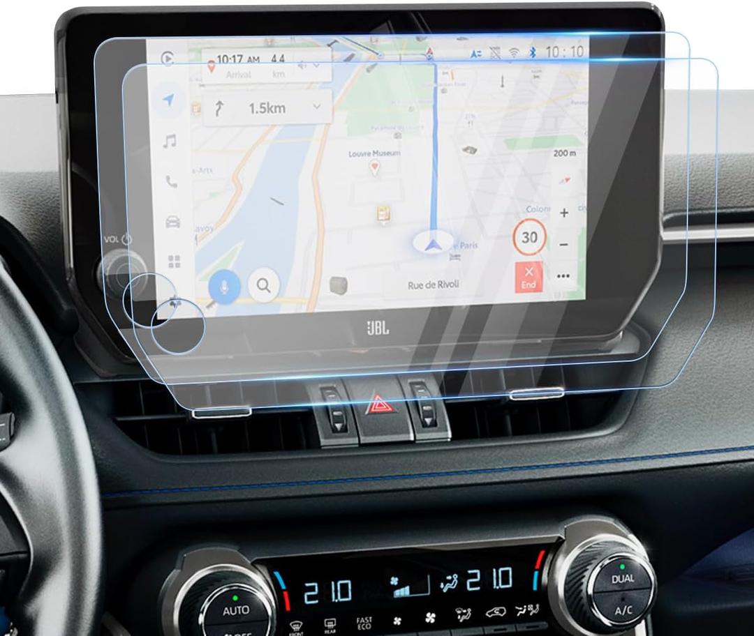 Karltys 2 Pack Screen Protector for 2023 2024 2025 Toyota RAV4 10.5-Inch Touchscreen, 9H Tempered Glass Protector for 2025 RAV4 Accessories Navigation Protective Film HD Anti Glare
