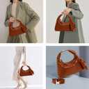 Handbag Crossbody Tote Bag for Women Small Hand Bag weave Vegan Leather Purse Clutch Women's Leather Medium Hobo Bag (Brown)