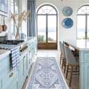 DEXI Kitchen Floor Mats Cushioned Anti Fatigue Runner Rug 24x59 Light Blue