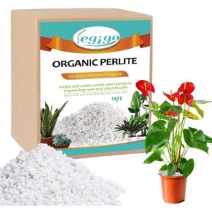 Legigo 6 Quarts Organic Horticultural Perlite for Plants Indoor- Natural Horticultural Soil Additive Conditioner Mix for Improves Drainage, Ventilation and Root Growth