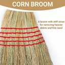 Corn Broom Outdoor, Household Indoor and Outdoor Broom Suitable for Sweeping Gravel, Fallen Leaves and Sand on Yard, Garage, Lawn, Stone Path and Concrete Floor