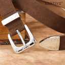 XZQTIVE Western Belt for Women, Cowgirl Cowboy Suede Belt for Jeans Pants, Vintage Belts with Silver Buckle, Country Style
