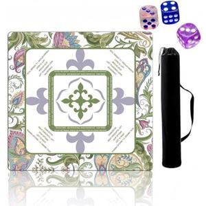 Lemon Mahjong Mat, Patriotic Mahjong Mat Anti Slip Noise Reduction Rubber Game Table Cover Multi Purpose, for Mahjong, Card, Board Tile Games,with 3 Free Dice & 1 Carrying Bag (A18)