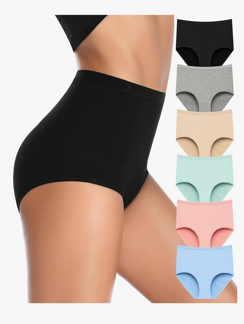 Annenmy High Waisted Panties Women's Cotton Underwear Full Coverage Briefs Soft Breathable Stretch Briefs Regular & Plus, Size M