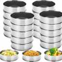 20 Pieces Nonstick English Muffin Rings, 3 Inch Stainless Steel Crumpet Rings, Double Rolled Tart Pastry Ring Mold for Baking, Cooking, Silver
