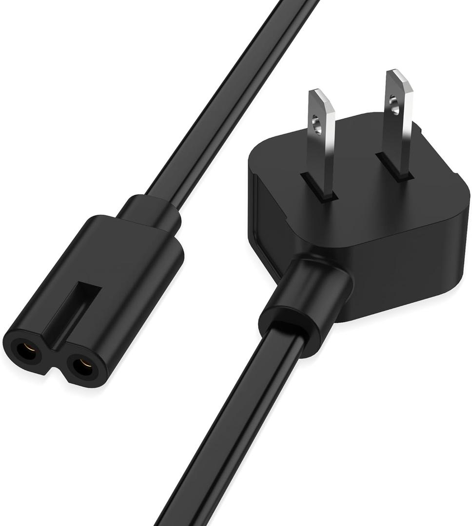 AGVEE 10ft TV Power Cord for LG TV LCD LED HD 4K 8K, 90 Degree ETL Listed 18AWG 2-Prong AC Power Cable IEC C7 C8 Replacement for LG TV, Black