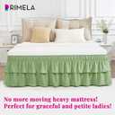 RIMELA Ruffle Bed Skirt Light Green Queen 18 Inch Drop, Elastic Wrap Around Bed Skirting Queen Size, Easy to Install Dust Ruffle, Machine Washable Soft Fabric, Multi Ruffle Bedskirt