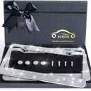 Bling License Plate Frames with High End Ribbon Gift Box,2 Pack Rhinestone License Plate Frame,Handcrafted Crystal Premium Stainless Steel Bling License Plate Frame for Women,Party,Birthday,Xms Gift (white)