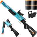Double Barrel Shotgun Toy Sniper Rifle - Soft Bullet Foam Blaster Toy Gun for Kids Age 8-12 Kids Youth Teen Boys Girls Adults Dart Guns Cool Birthday Halloween Christmas Outdoor Play Shooting Game (Electroplated Blue)