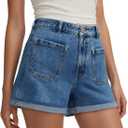 onlypuff Jean Shorts for Women Frayed Cut Off Denim Short High Waisted Ripped Distressed Mid Rise Trendy Summer Outfits