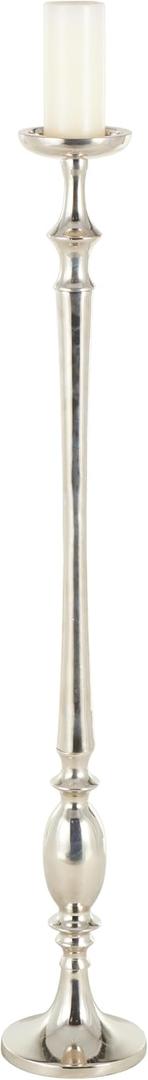 Deco 79 Aluminum Metal Decorative Candle Holder Floor Candle Stand, Candlestick Holder 7" x 7" x 44", Silver