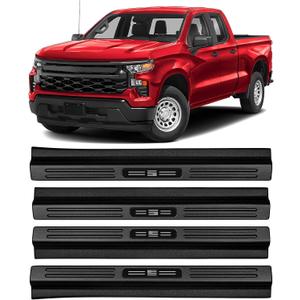 Upgraded American US Flag Door Sill Guards Protector for Chevy Silverado GMC Sierra 1500 2019-2026 Front and Rear ABS Door Sill Protector Entry Guard Car Pedal Kick Exterior Accessories