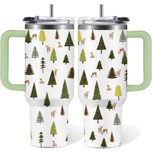Plant Gardening Gifts For Women, Green Trees Deer Stainless Steel Tumbler 30 Oz, Birthday Christmas Graduation Deer Gifts For Women Mom Sister Best Friends, Travel Coffee Insulated Cup