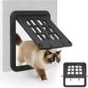 Small Pet Screen Door, 9 x 8 inches, Magnetic Self-Closing Dog Cat Door with 4-Way Entry, Black (Small)