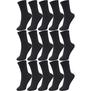 Duufin 15 Pairs Womens Crew Socks Mid Calf Casual Crew Socks for Women (Black)