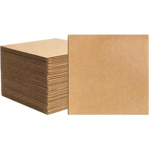 50 Pcs Corrugated Cardboard Sheets, 12" x 12" Flat Card Board Inserts, 2mm Thick Corrugated Packaging Pads for Packing, Mailing, Shipping, Drawing & DIY Projects, Brown