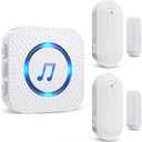 Door Chime,SanJie Wireless Door Sensor Chime When Door Opens,Door Entry Alarm Chime for Business/Home/Kids,500 FT Range,26 Chimes 5 Adjustable Volume, 2 Sensors + 1 Receivers, 2 Sensors + 1 Receiver White