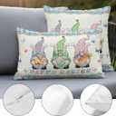 Easter Decorative Throw Pillow Covers 18x18 Set of 2 Gnome Spring Square Pillow Covers for Couch Happy Easter Eggs Bunny Carrot Floral Cushion Cases for Living Room Bedroom Bed Car Chair