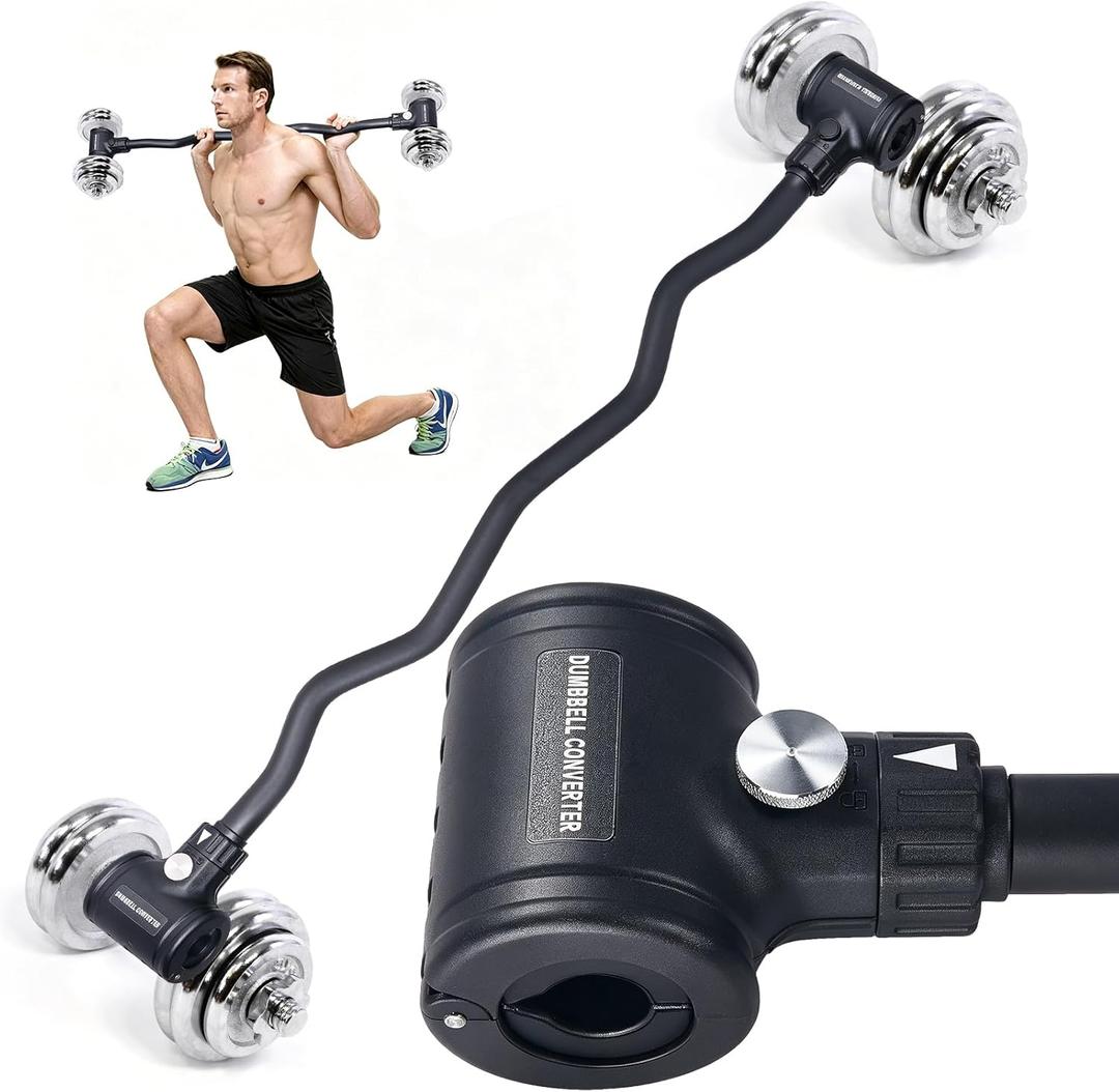 Dumbbell to Barbell Converter Bar, EZ Curl Barbell Adapter