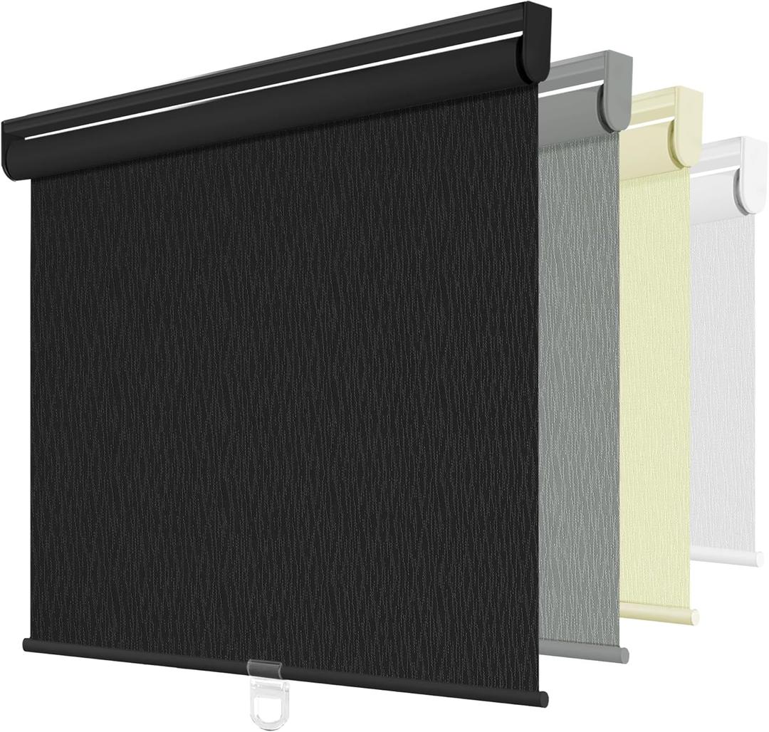 ChrisDowa Blackout Roller Shades for Window, Cordless Pull Down Blinds, 52"W x 72"H
