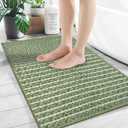 Small Bathroom Rugs,18"x30" Non Slip Sage Green Braided Bath Mat for Bathroom Floor,Washable Luxury Bath Rug for Tub Soft Boho Absorbent Shower Mat