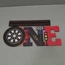Race Car ONE Letter Sign Wooden Table Centerpiece Lets Go Racing Checkered Theme 1st Birthday Party Decoration Supplies Milestone Cake Smash Baby Shower Photo Prop Table Decor for Baby Boys