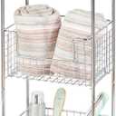 mDesign Steel Freestanding Storage Organizer Tower Rack Basket Shelf, Metal 3-Tier Furniture Unit for Master/Guest Bathroom, Powder Room - Holds Bath Towels, Soap - Concerto Collection - Chrome