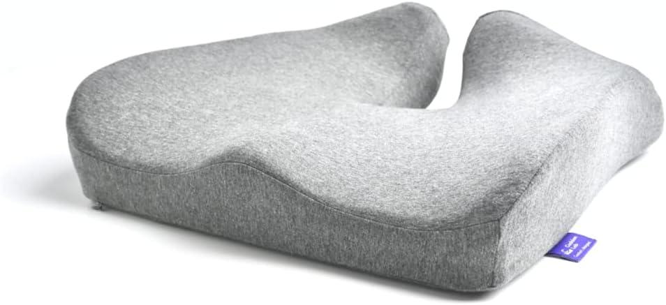 C CUSHION LAB Patented Pressure Relief Seat Cushion for Long Sitting Hours on Office/Home Chair, Car, Wheelchair - Extra-Dense Memory Foam for Hip, Tailbone, Coccyx, Sciatica - Light Grey (Gray)