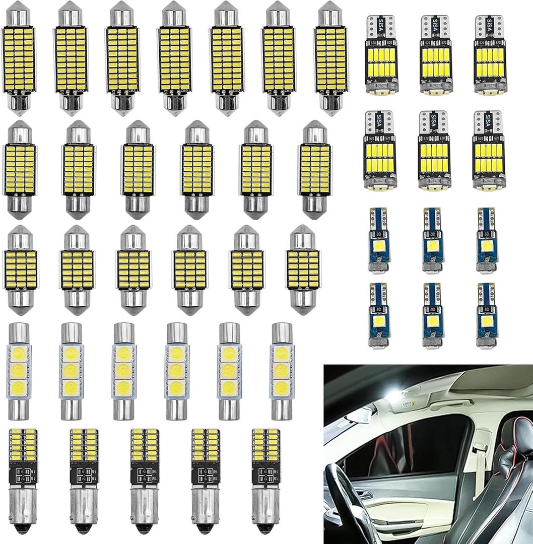 ZOKYUYS 14 PCS Interior Car LED Dome Light Kit, Trunk Door Courtesy License Plate Light, white Super Bright White Dome Map Tail Cab Lights Bulb Kit Set, Car Dome Map Dash Door Trunk Indicator Light
