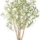 Bellacat 5ft Super Fuller Faux Olive Tree with White Decorative Planter & Multiple Real Wood Trunks, 60in Olive Trees Artificial Indoor with Realistic Fruit, Fake Olive Tree for Indoor & Outdoor Dcor