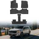 Powerty Floor Mats for 2021-2025 2026 Kia Sorento (Non-Hybrid) Accessories All Weather Floor Liner 3D TPE 1st & 2nd Row Floor Mat Heavy-Duty Floor Liners