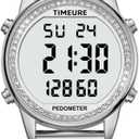 Women's Step Counter Pedometer Watch with Stainless Steel Bracelet, Stylish Design, No App, No Charging Needed for Step, Calorie, Distance, Alarm, Countdown TimerTU-2401