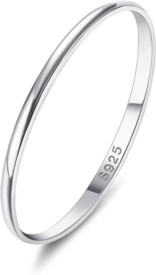 MILACOLATO 925 Sterling Silver Ring for Women Men High Polished Plain Stackable Thumb Rings Tarnish Resistant Wedding Band Ring Comfort Fit Size 6