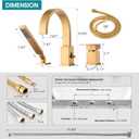 Brass Roman Tub Faucet with Sprayer, Deck Mount Bathtub Faucet with Hand Shower, 3 Hole Waterfall Faucet with 360 Spout, Single Handle Tub Filler with 8 GPM High Flow, Brushed Gold
