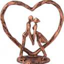 Anniversary Wedding Gift for Her Wife Husband CoupleAntique Bronze Metal Couple Figurine Heart Sculpture Love Statue,Romantic 1st to 60th Anniversary,Includes Gift Box and Valentines Gifts