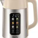 Mecity Electric Kettle 1.7L Touch Screen Temperature Control Water Boiler, No Plastic Contact with Water. 6 Presets For Tea and Coffee, 2 Hours Keep Warm, Auto Shut Off, Cream & Stainless Steel Color