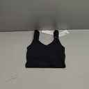 Women V-Neck Longline Sports Bras Low U Back Workout Yoga Athletic Crop Tank Top with Built in Bra (X-Small, Black)
