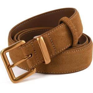 ALUSBELL Womens Suede Waist Belt with Gold Buckle Caramel 1.3inch
