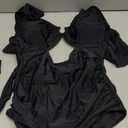 Eomenie Womens Ruffled One Piece Swimsuit Slimming Tummy Control Bathing Suit V-Neck Cutout Swimwear for Resort Wear (X-Large, Black Ribbed)