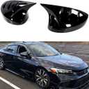 WheelX 2Pcs Rearview Mirror Covers Caps Compatible with 2022-2025 Honda Civic, Horn Style Driver & Passenger Side Mirror Protection (Glossy Black)