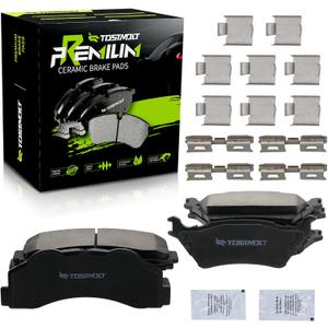 New 8pcs Complete Front+Rear Super Quiet Shimmed Slotted Ceramic Disc Brake Pads Set w/Installation Hardware Compatible With 12-14 Ford F-150 15-20 F150 w/Manual (Mechanical) Parking Brake