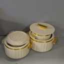 Royal Casserole Collection | Insulated Hot Cases | Stainless Steel Inner | Serve Chapati, roti, Biryani, Pulao Hot Pot Royal Casserole Gift Item– Set of 3 (600ml+1200ml+1700ml) Ivory